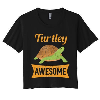 Turtley Awesome Turtle Women's Crop Top Tee