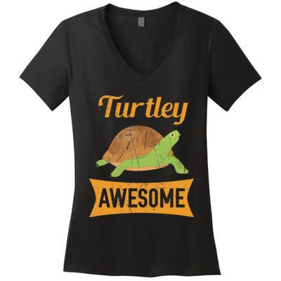 Turtley Awesome Turtle Women's V-Neck T-Shirt