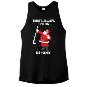 ThereS Always Time For Ice Hockey Santa Ice Hockey Lover Gift Ladies PosiCharge Tri-Blend Wicking Tank