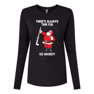 ThereS Always Time For Ice Hockey Santa Ice Hockey Lover Gift Womens Cotton Relaxed Long Sleeve T-Shirt