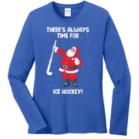 ThereS Always Time For Ice Hockey Santa Ice Hockey Lover Gift Ladies Long Sleeve Shirt