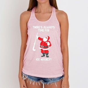 ThereS Always Time For Ice Hockey Santa Ice Hockey Lover Gift Women's Knotted Racerback Tank