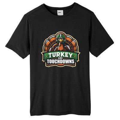 Turkey And Touchdowns Gift Tall Fusion ChromaSoft Performance T-Shirt