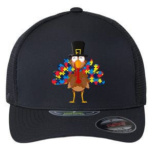 Turkeys Autism Thanksgiving Day Funny Gifts Boys Girls Flexfit Unipanel Trucker Cap