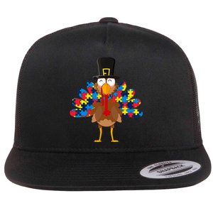 Turkeys Autism Thanksgiving Day Funny Gifts Boys Girls Flat Bill Trucker Hat