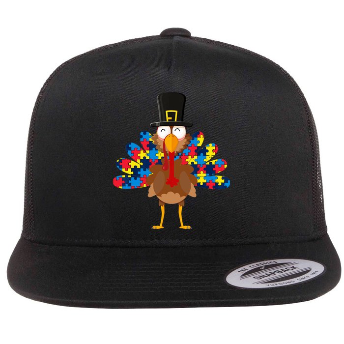 Turkeys Autism Thanksgiving Day Funny Gifts Boys Girls Flat Bill Trucker Hat