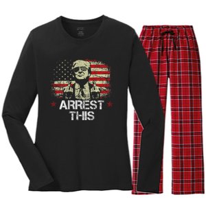 Trump Arrest This Funny Pro Trump 2024 Women's Long Sleeve Flannel Pajama Set 