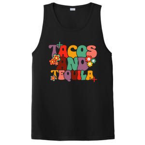 Tacos And Tequila Cinco De Mayo Groovy Mexican Drinking PosiCharge Competitor Tank