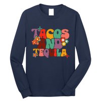 Tacos And Tequila Cinco De Mayo Groovy Mexican Drinking Long Sleeve Shirt