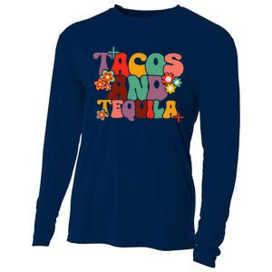 Tacos And Tequila Cinco De Mayo Groovy Mexican Drinking Cooling Performance Long Sleeve Crew