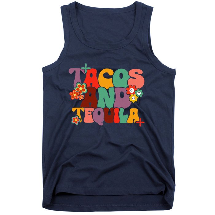 Tacos And Tequila Cinco De Mayo Groovy Mexican Drinking Tank Top