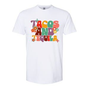 Tacos And Tequila Cinco De Mayo Groovy Mexican Drinking Softstyle CVC T-Shirt