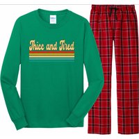 Thicc And Tired Retro Vintage Long Sleeve Pajama Set