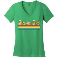 Thicc And Tired Retro Vintage Women's V-Neck T-Shirt