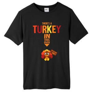 ThereS A Turkey In This Oven Pregnancy Thanksgiving Tall Fusion ChromaSoft Performance T-Shirt