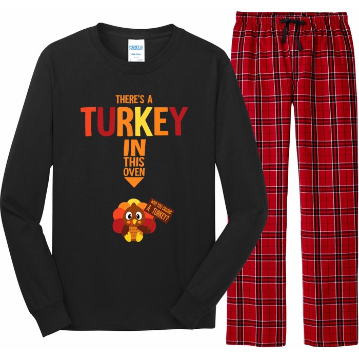 ThereS A Turkey In This Oven Pregnancy Thanksgiving Long Sleeve Pajama Set