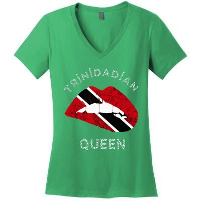 Trinidad And Tobago Trinidadian Queen Tobagonian Roots Women's V-Neck T-Shirt