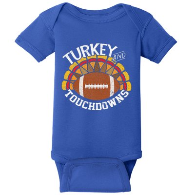 Turkey And Touchdowns Funny Thanksgiving Football Baby Bodysuit