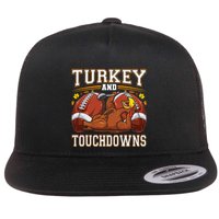 Turkey And Touchdowns Thanksgiving Gift Flatbill Hat