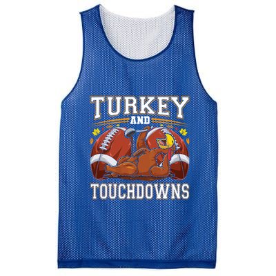 Turkey And Touchdowns Thanksgiving Gift Mesh Reversible Basketball Jersey Tank