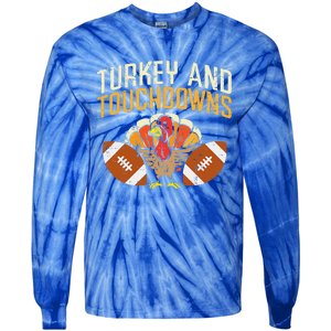 Turkey And Touchdowns American Football Thanksgiving Season Tie-Dye Long Sleeve Shirt