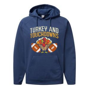 Turkey And Touchdowns American Football Thanksgiving Season Performance Fleece Hoodie