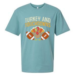 Turkey And Touchdowns American Football Thanksgiving Season Sueded Cloud Jersey T-Shirt