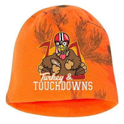 Turkey And Touchdowns Funny Thanksgiving Football Cute Gift Kati - Camo Knit Beanie