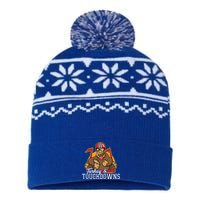 Turkey And Touchdowns Funny Thanksgiving Football Cute Gift USA-Made Snowflake Beanie