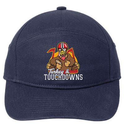 Turkey And Touchdowns Funny Thanksgiving Football Cute Gift 7-Panel Snapback Hat