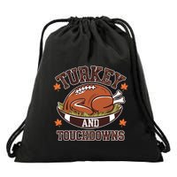 Turkey And Touchdowns Funny Thanksgiving Football Lovers Cool Gift Drawstring Bag