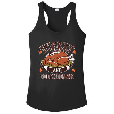 Turkey And Touchdowns Funny Thanksgiving Football Lovers Cool Gift Ladies PosiCharge Competitor Racerback Tank