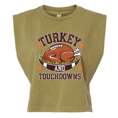 Turkey And Touchdowns Funny Thanksgiving Football Lovers Cool Gift Garment-Dyed Women's Muscle Tee