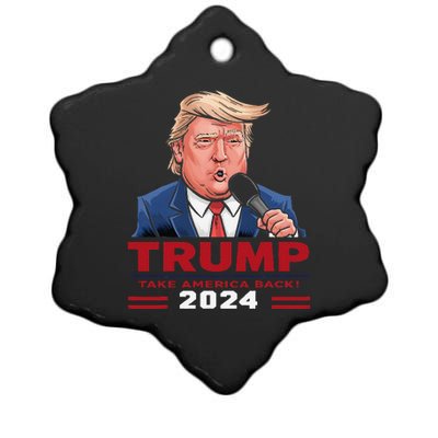 Trump Appears To Emulate Funny On Microphone Ceramic Star Ornament