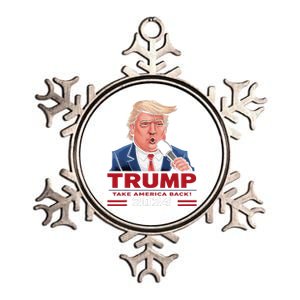 Trump Appears To Emulate Funny On Microphone Metallic Star Ornament