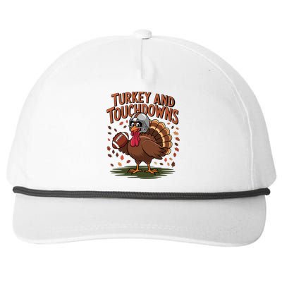 Turkey And Touchdowns Thanksgiving Football Great Gift Snapback Five-Panel Rope Hat