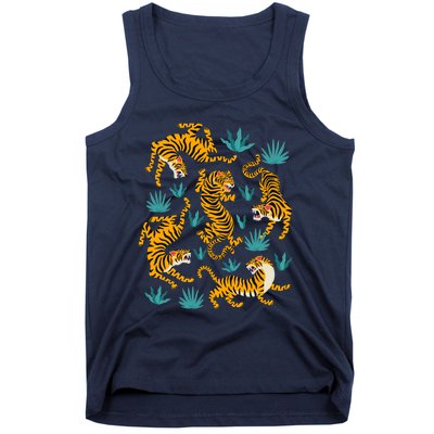 Tigers And Tropical Leaves Tank Top