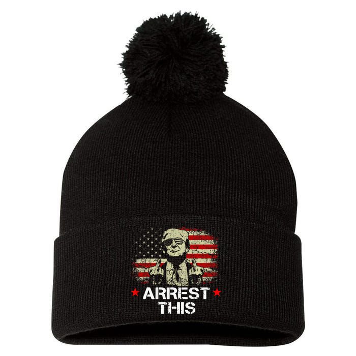 Trump Arrest This Funny Trump 2024 Convicted Felon Pom Pom 12in Knit Beanie