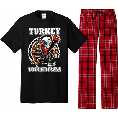 Turkey And Touchdowns Funny Football Thanksgiving Gift Pajama Set