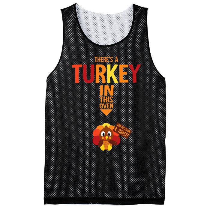 ThereS A Turkey In This Oven Pregnancy Thanksgiving Mesh Reversible Basketball Jersey Tank