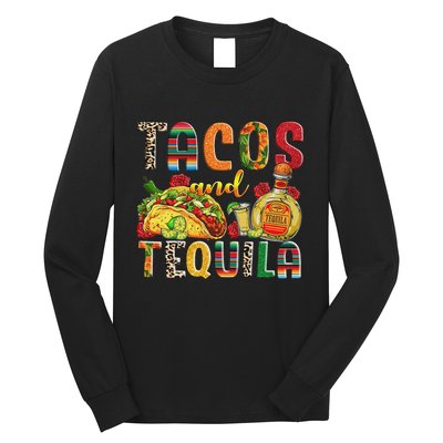 Tacos And Tequila Funny Drinking Taco Mexican Food Lover Long Sleeve Shirt