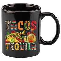 Tacos And Tequila Funny Drinking Taco Mexican Food Lover 11oz C Handle Ceramic Mug