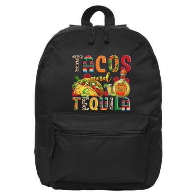 Tacos And Tequila Funny Drinking Taco Mexican Food Lover 16 in Basic Backpack
