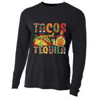 Tacos And Tequila Funny Drinking Taco Mexican Food Lover Cooling Performance Long Sleeve Crew