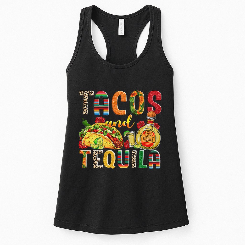 Tacos And Tequila Funny Drinking Taco Mexican Food Lover Womens Tank Top