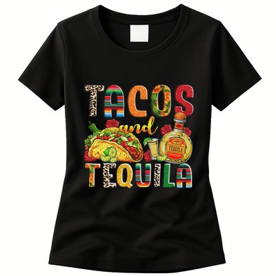 Tacos And Tequila Funny Drinking Taco Mexican Food Lover Womens T-Shirt