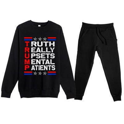 Trump Apparel Truth Really Upsets Mental Patients Usa Flag Premium Crewneck Sweatsuit Set