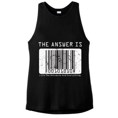 The Answer to Life The Universe and Everything in barcode Ladies PosiCharge Tri-Blend Wicking Tank