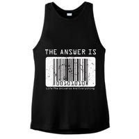 The Answer to Life The Universe and Everything in barcode Ladies PosiCharge Tri-Blend Wicking Tank