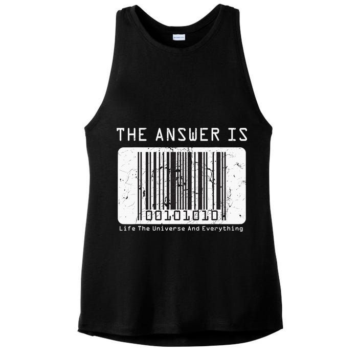 The Answer to Life The Universe and Everything in barcode Ladies PosiCharge Tri-Blend Wicking Tank